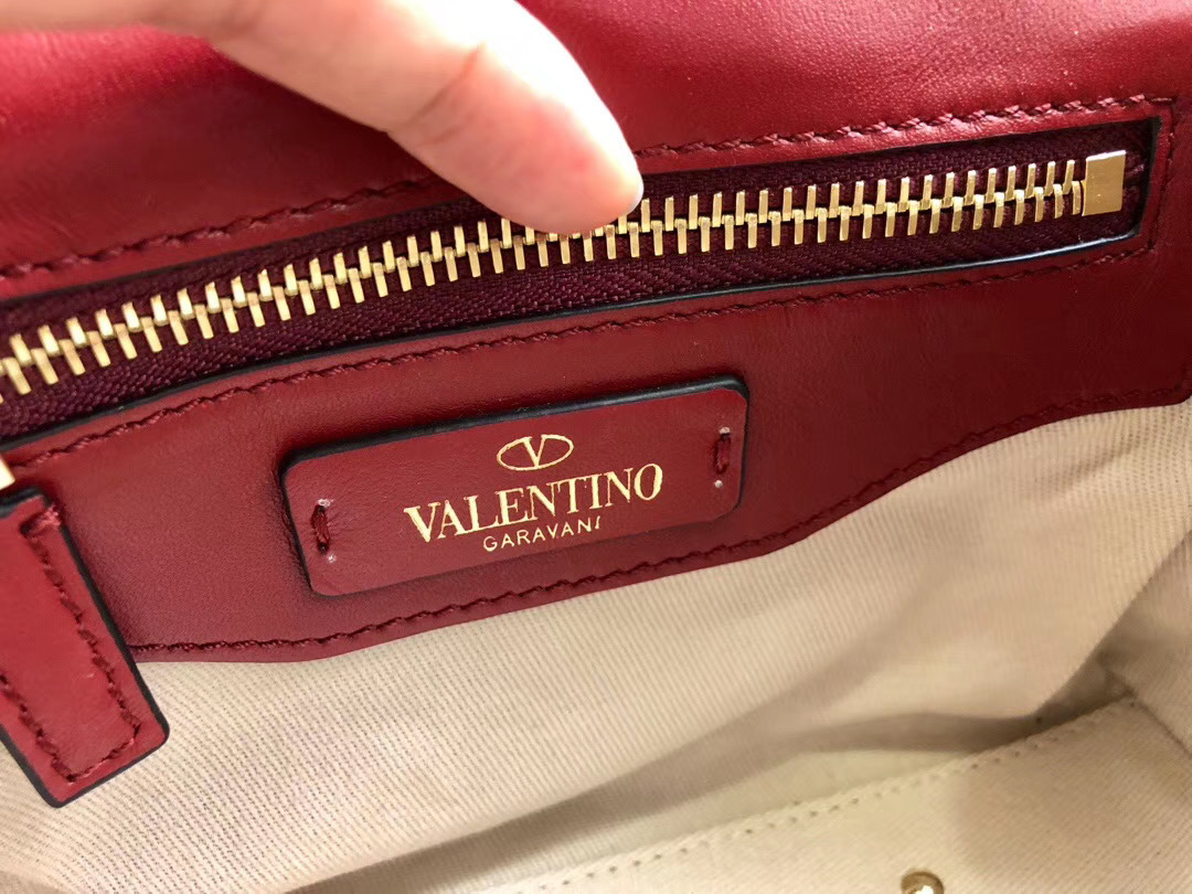 Valentino Garavani red quilted leather Candystud shoulder bag