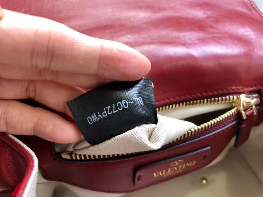 Valentino Garavani red quilted leather Candystud shoulder bag