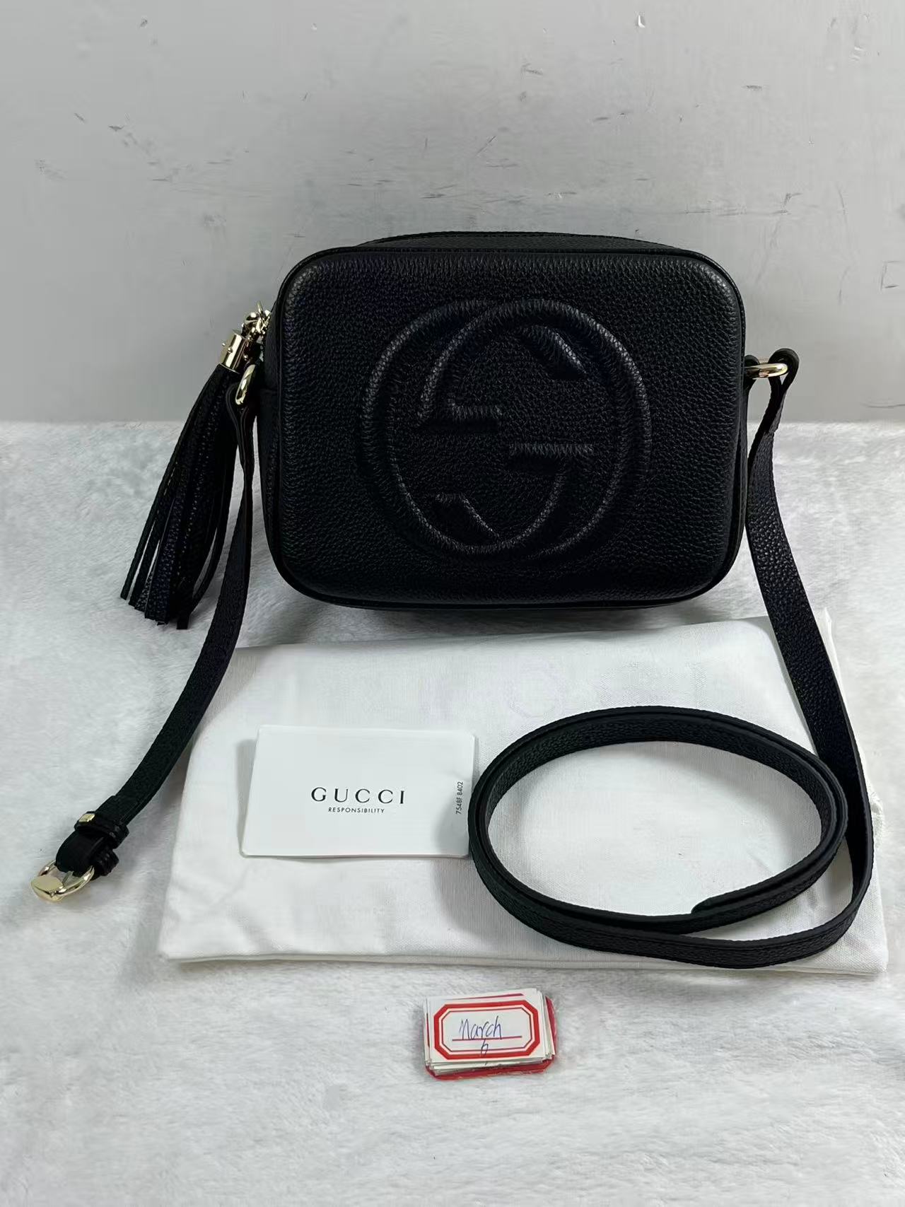 Gucci Leather Soho Small Disco Shoulder Bag Black Camera bag