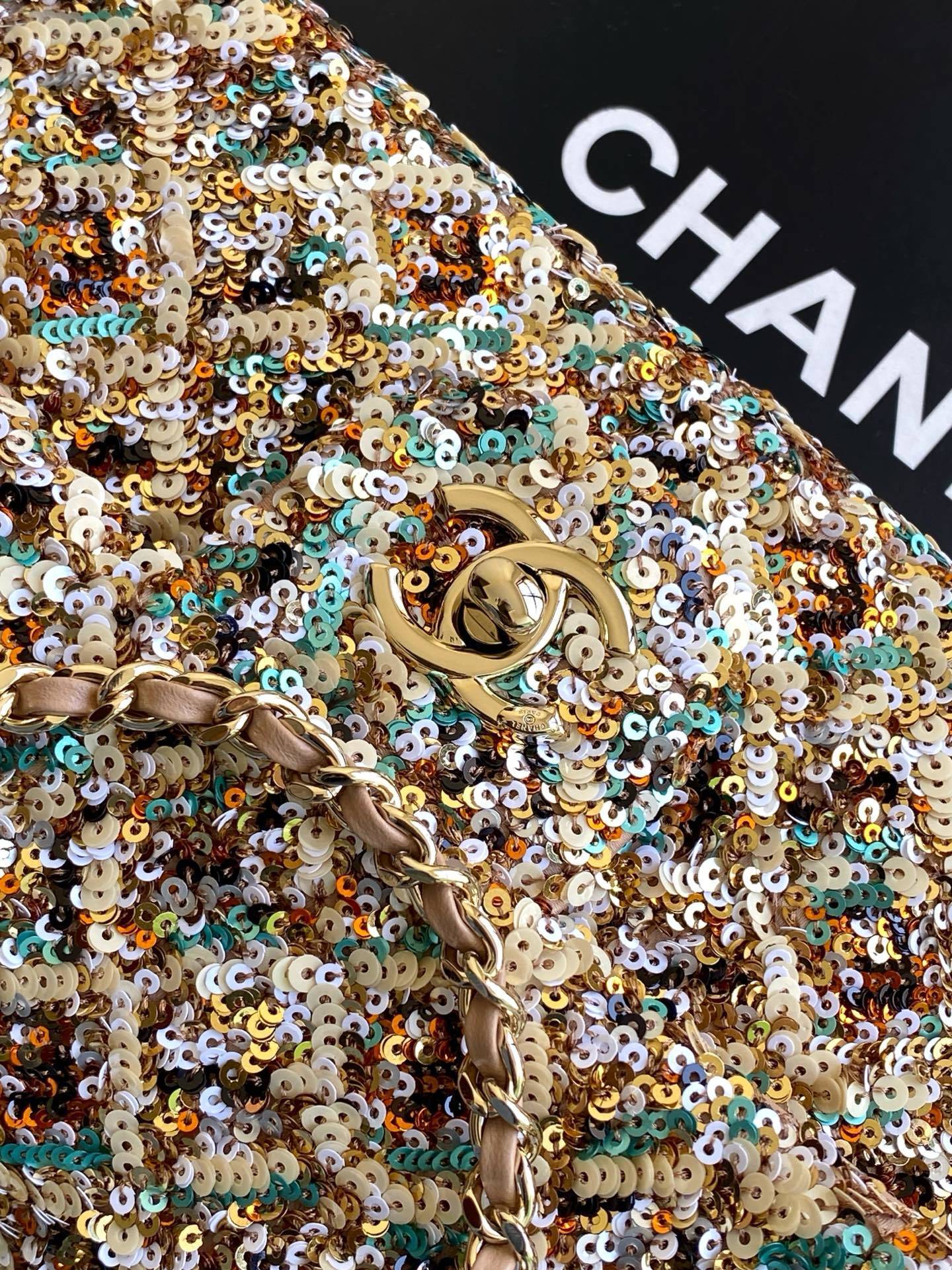 Chanel rhinestone-embellished evening clutch bag