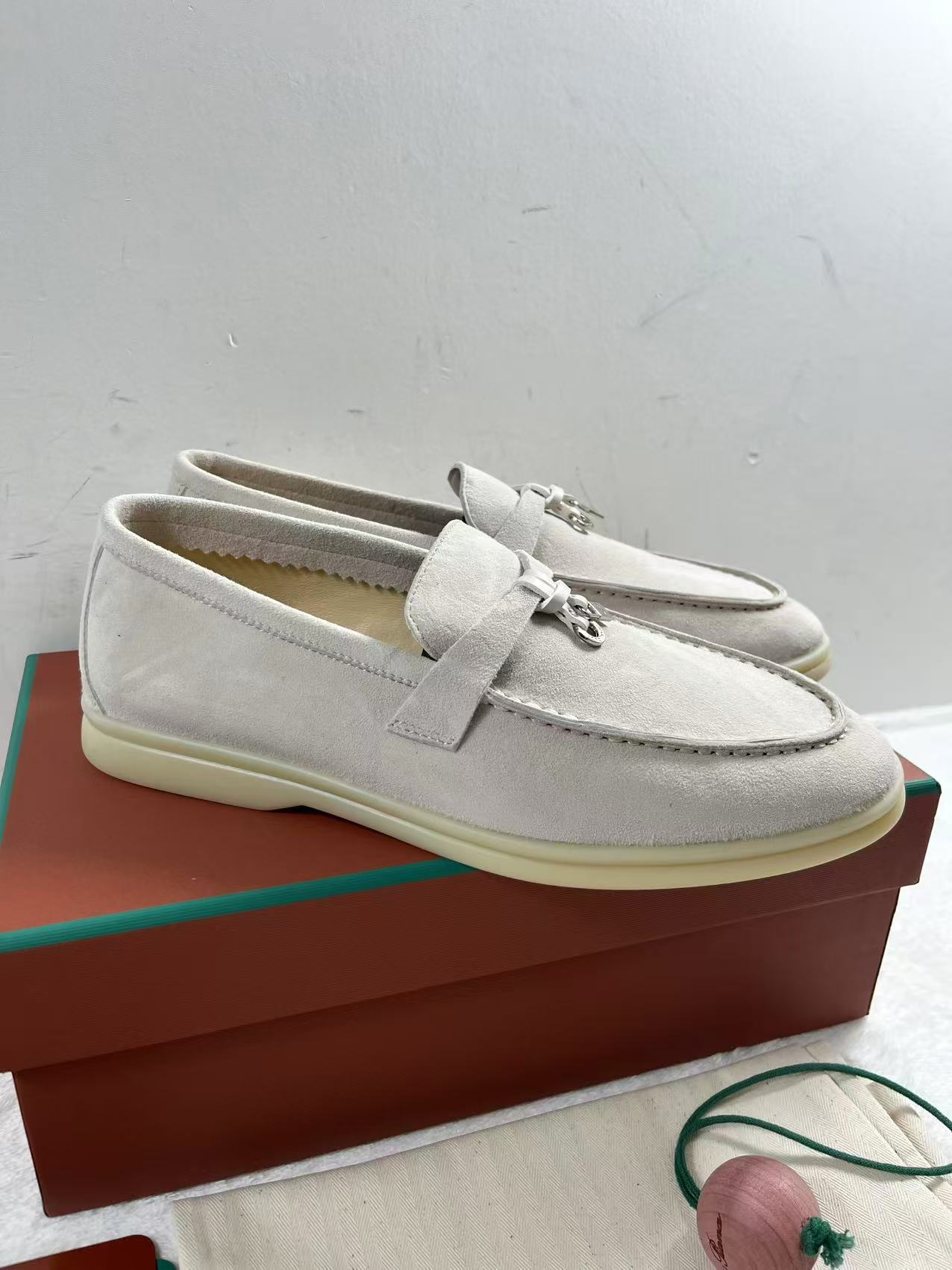 Loro Piana Summer Walk Loafer Suede Pearl