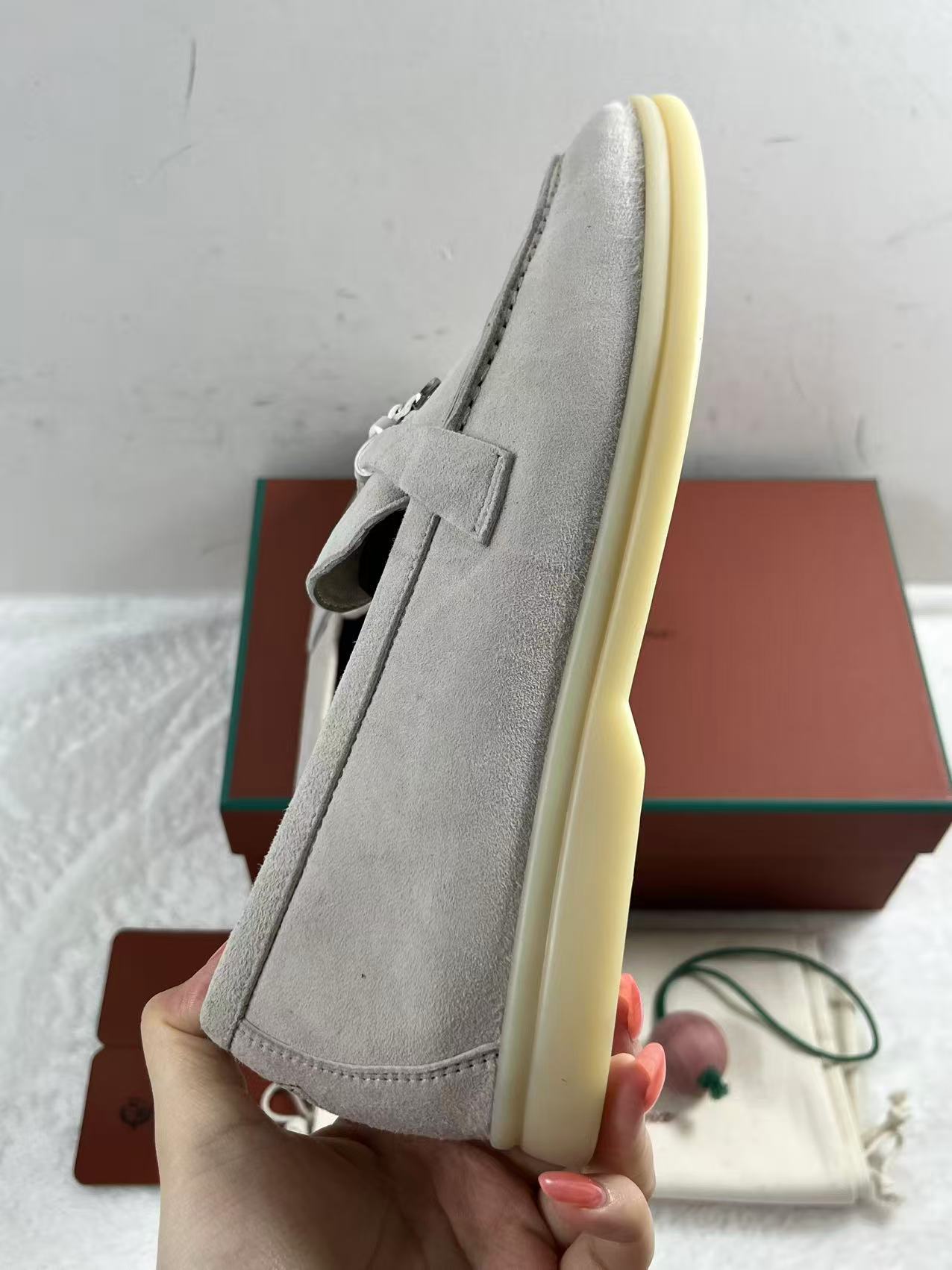 Loro Piana Summer Walk Loafer Suede Pearl