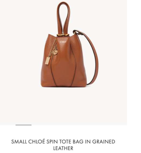 Chloe Small Spin Tote Bag, crafted from grained leather and featuring a distinctive dangling charm.