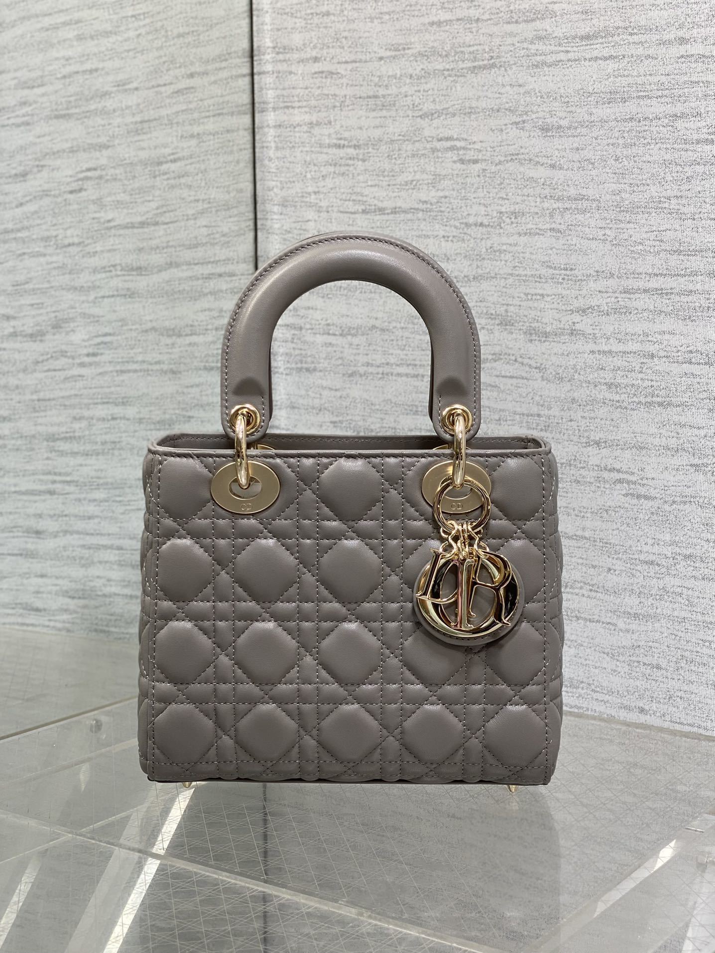Dior My ABCDior bag in Stone Gray Cannage Lambskin.