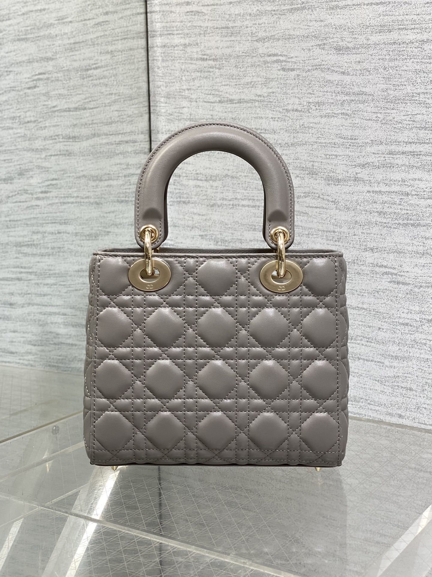 Dior My ABCDior bag in Stone Gray Cannage Lambskin.
