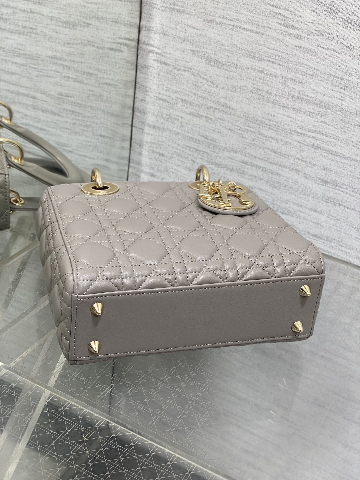 Dior My ABCDior bag in Stone Gray Cannage Lambskin.