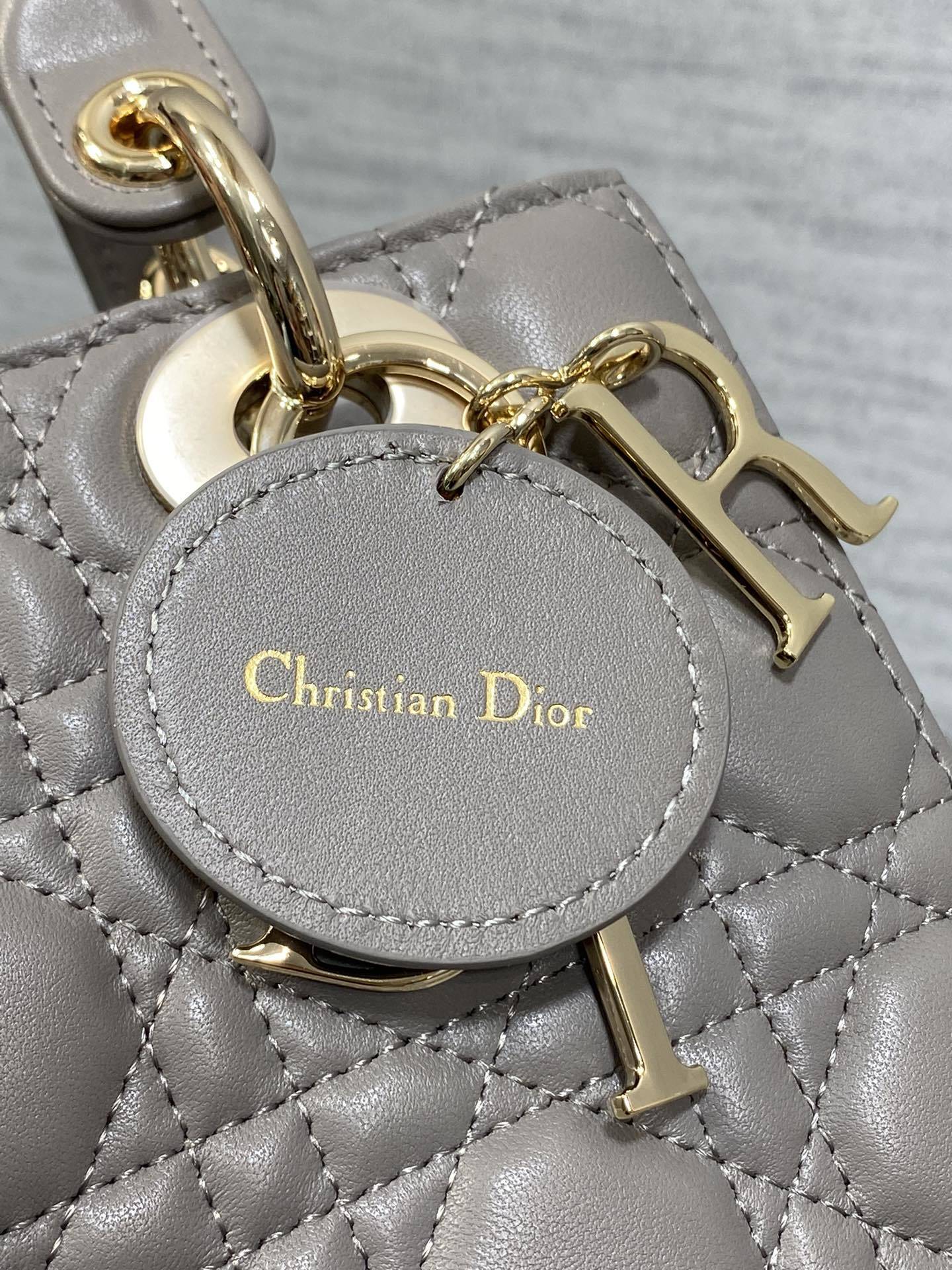 Dior My ABCDior bag in Stone Gray Cannage Lambskin.