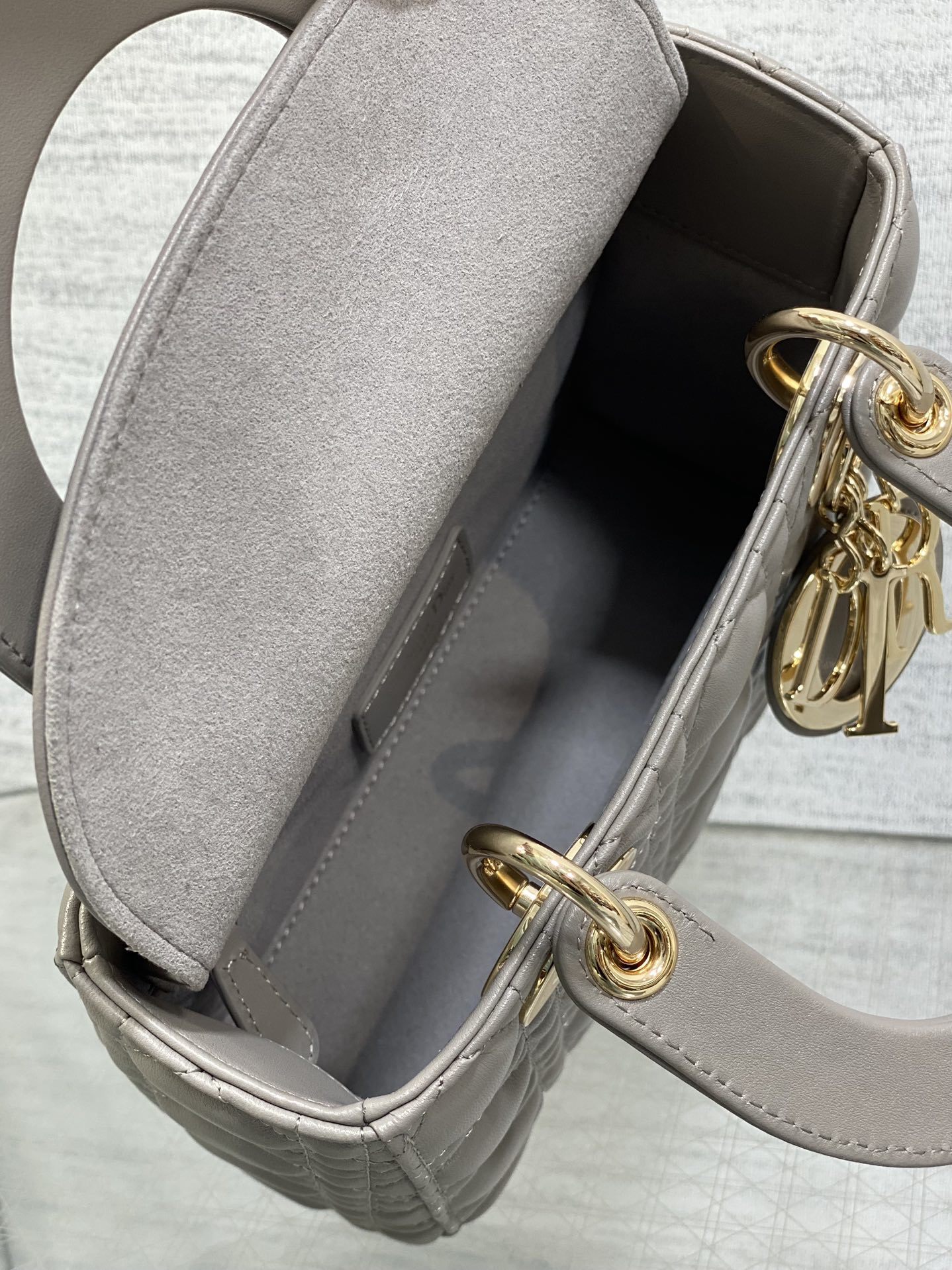 Dior My ABCDior bag in Stone Gray Cannage Lambskin.