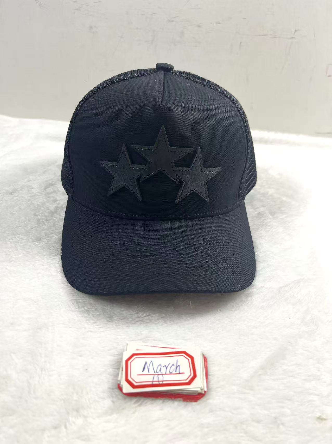 Amiri Three Star Patch Trucker Hat Black