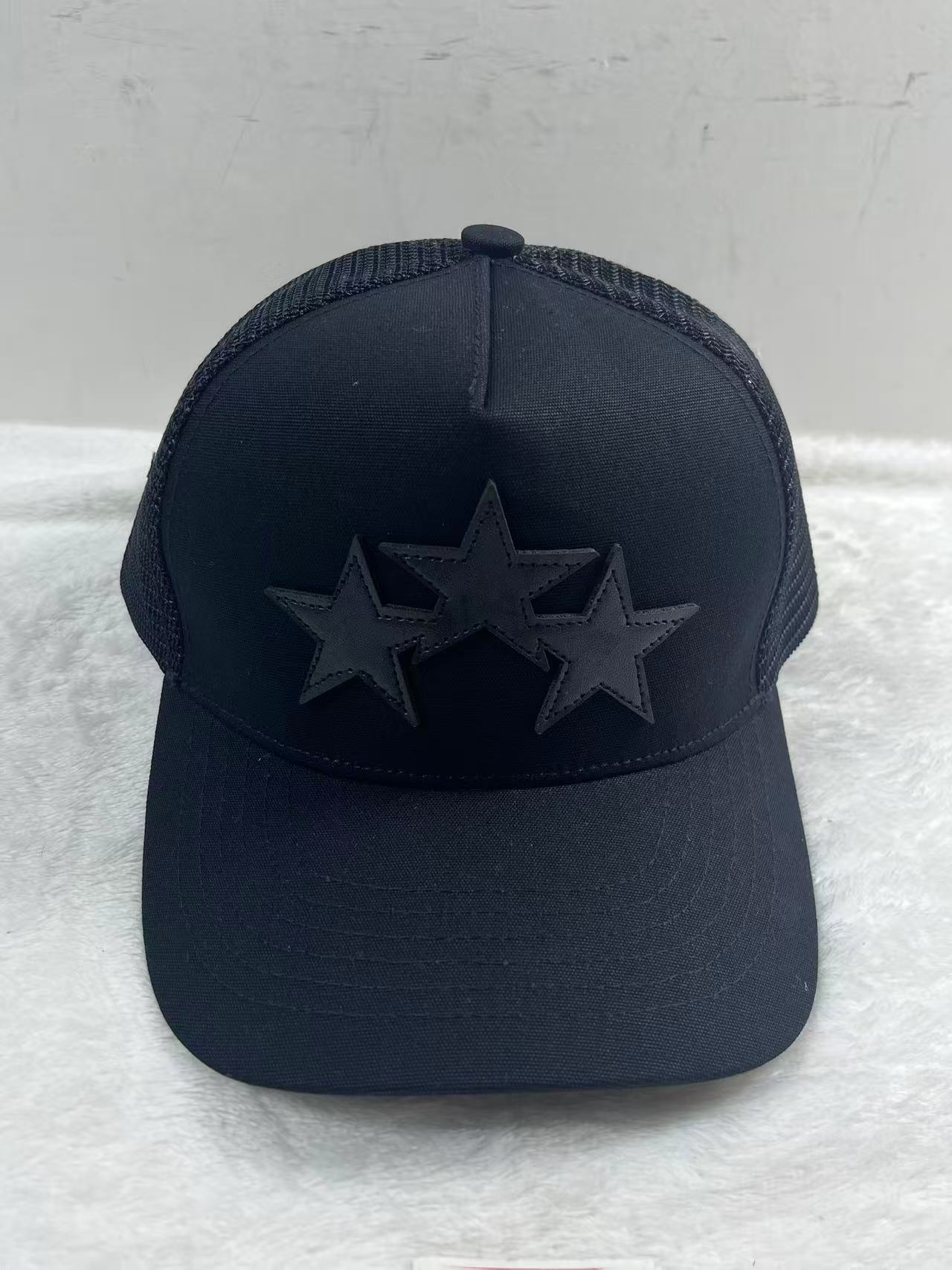 Amiri Three Star Patch Trucker Hat Black