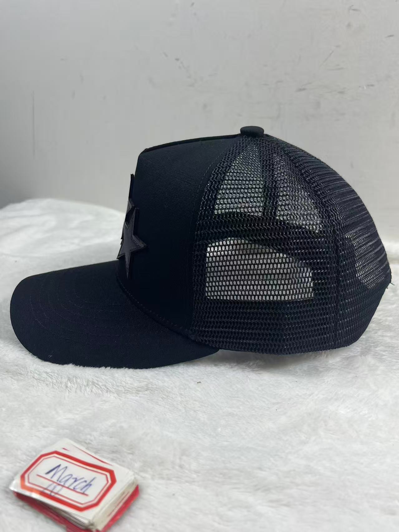 Amiri Three Star Patch Trucker Hat Black