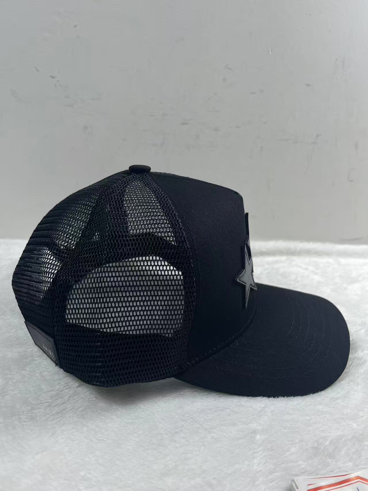 Amiri Three Star Patch Trucker Hat Black