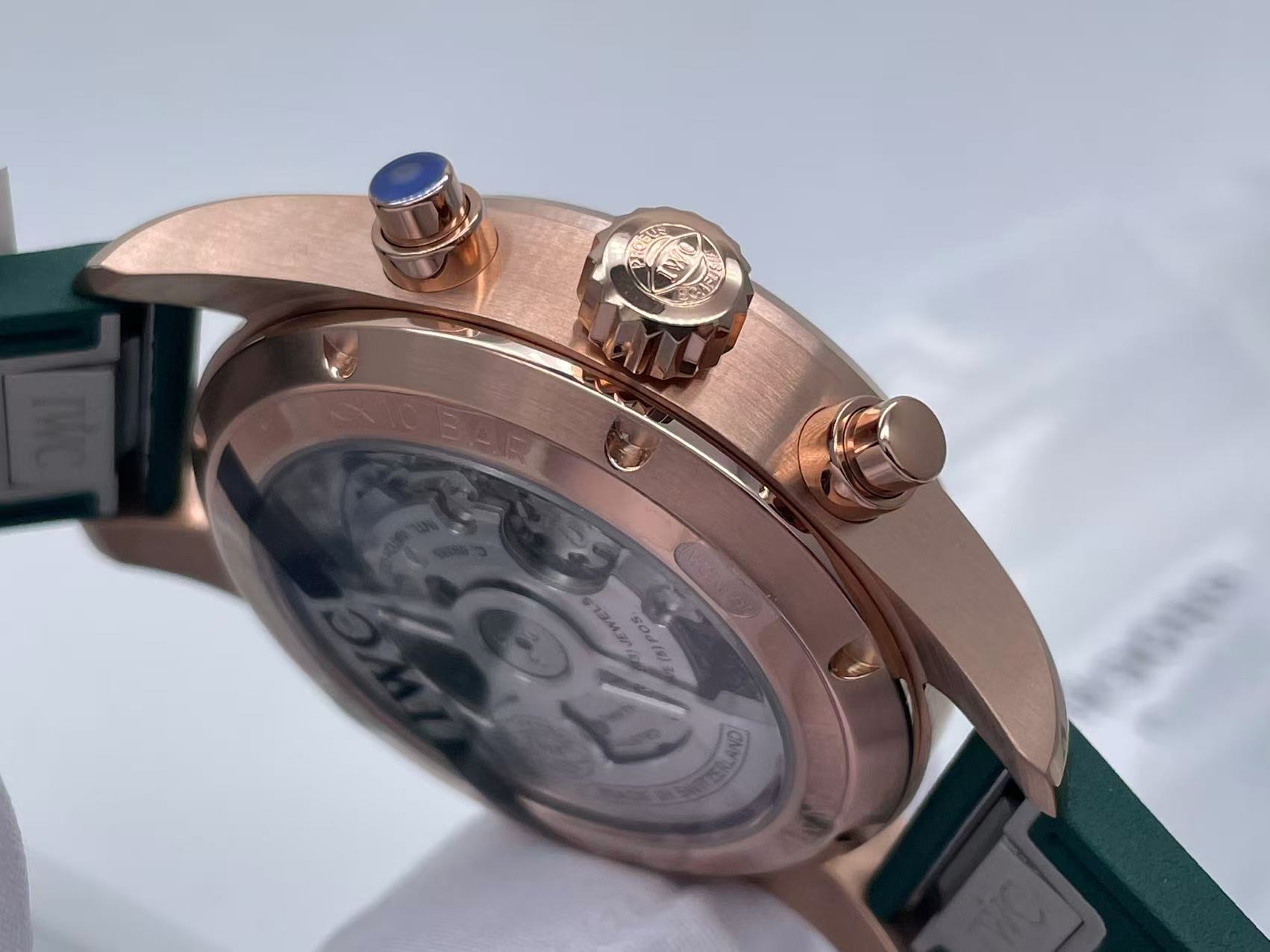 IWC Pilot Chrono lW388110 RG APSF 1:1 Best Edition Green Dialon Green Leather Strap SA69385 Super Clone