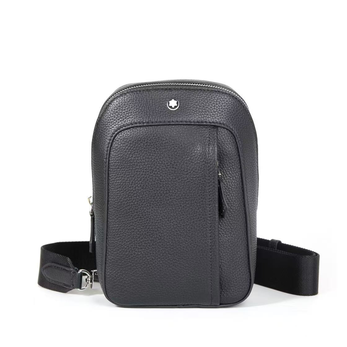 Montblanc Black Grain Textured Medium Leather Cross Body Bag