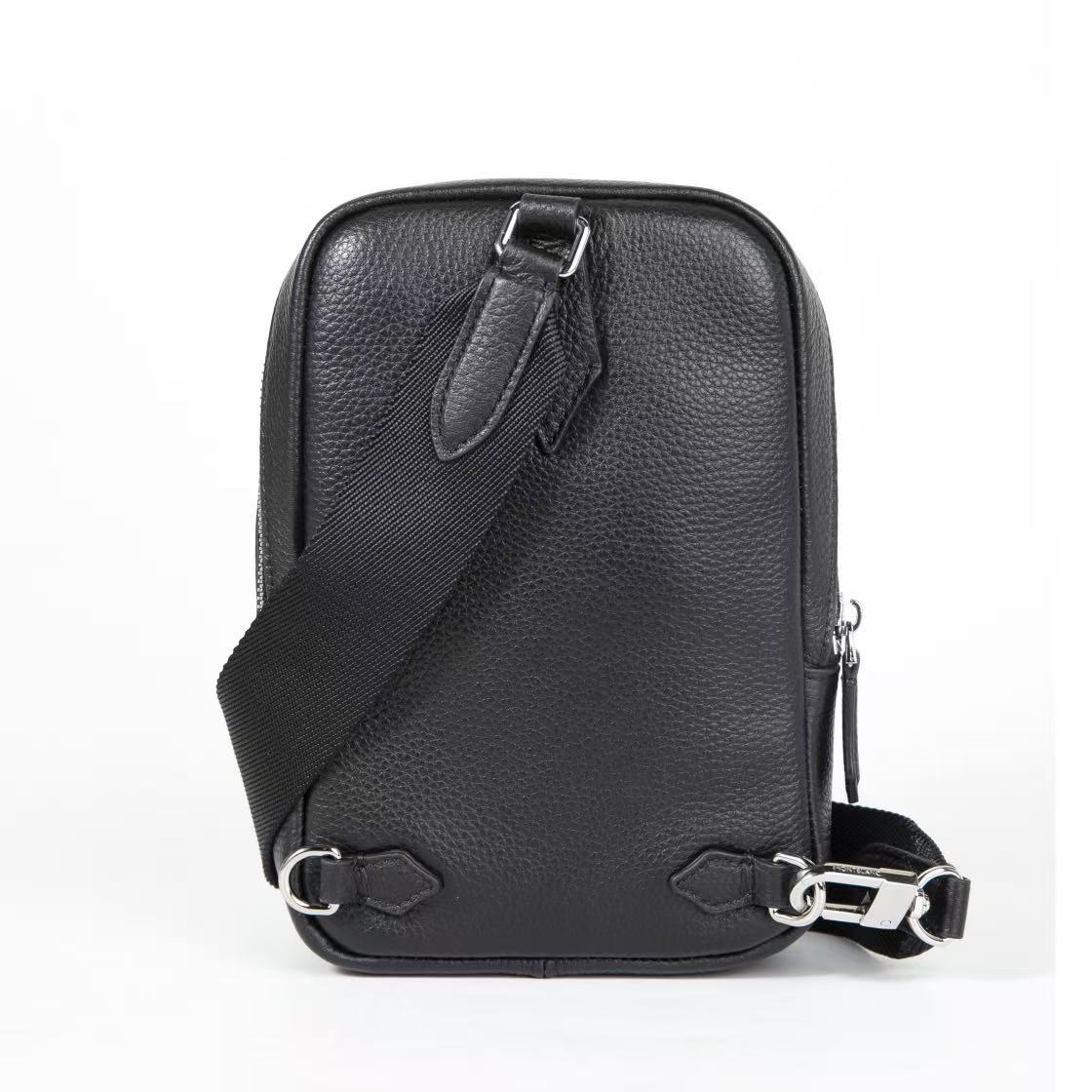 Montblanc Black Grain Textured Medium Leather Cross Body Bag