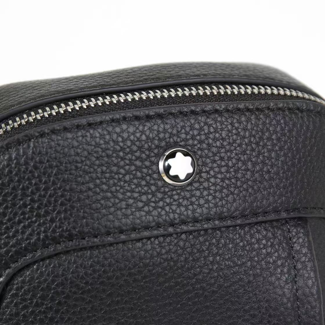 Montblanc Black Grain Textured Medium Leather Cross Body Bag