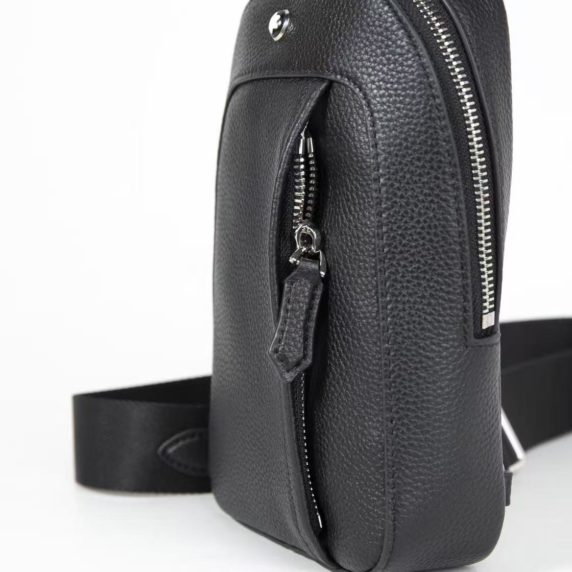 Montblanc Black Grain Textured Medium Leather Cross Body Bag