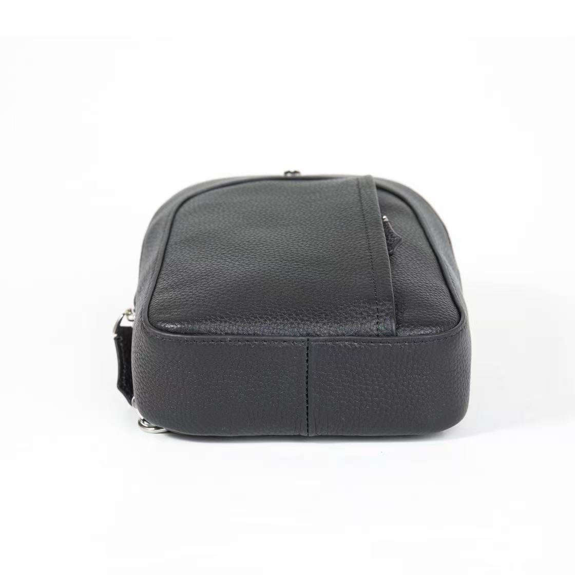 Montblanc Black Grain Textured Medium Leather Cross Body Bag