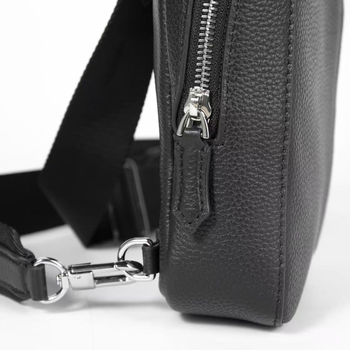 Montblanc Black Grain Textured Medium Leather Cross Body Bag