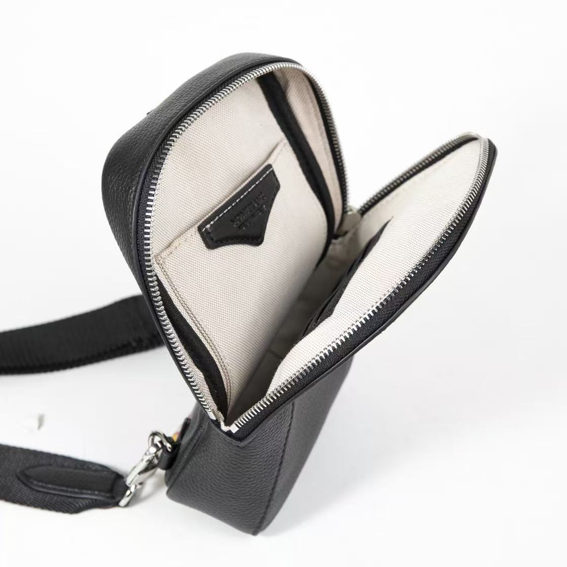 Montblanc Black Grain Textured Medium Leather Cross Body Bag