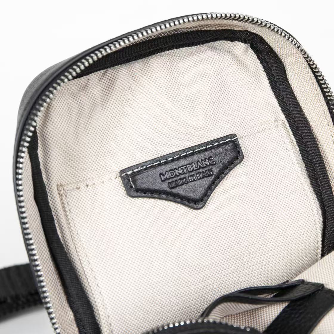 Montblanc Black Grain Textured Medium Leather Cross Body Bag