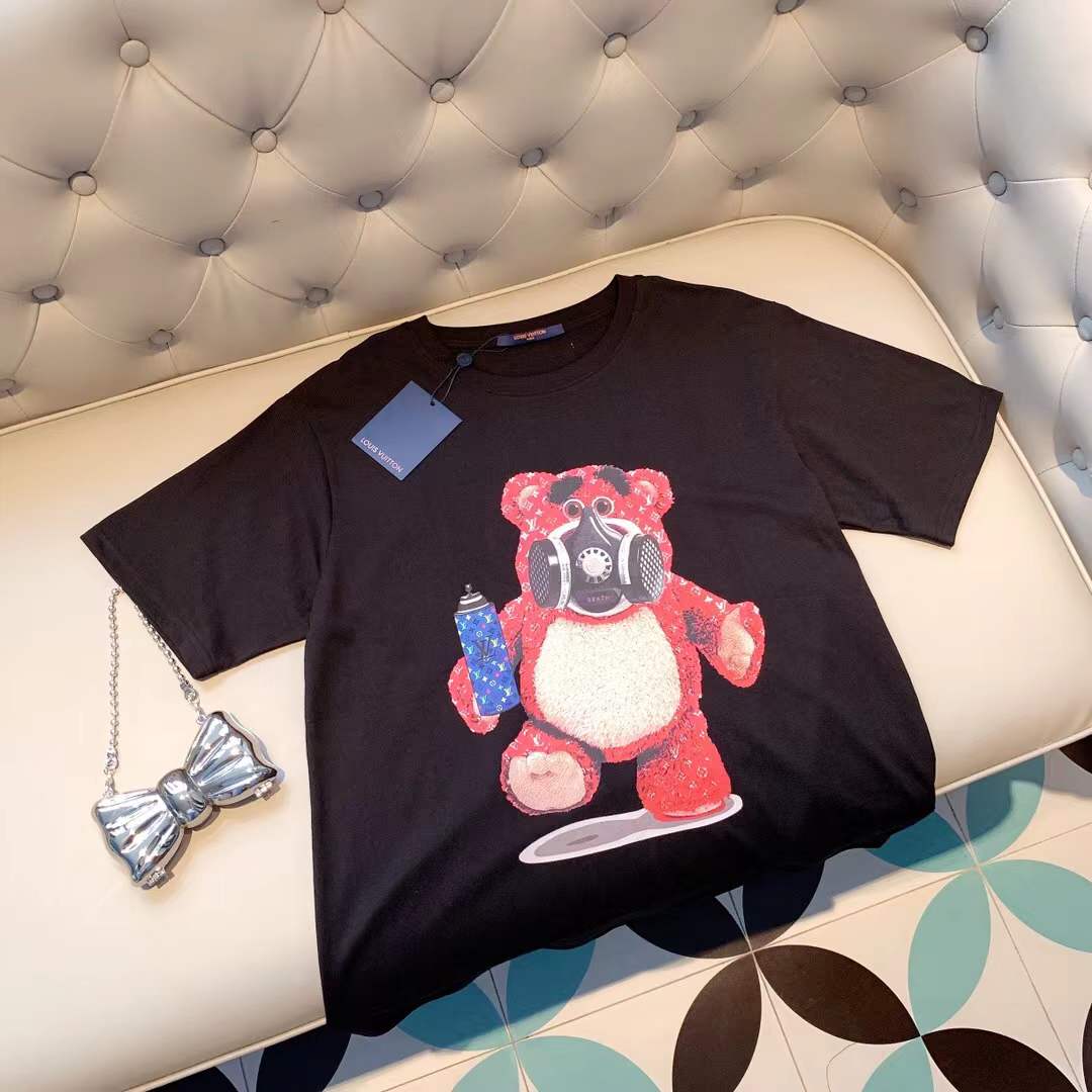 LV black cotton t-shirt is a Philipp Plein teddy bear graphic t-shirt