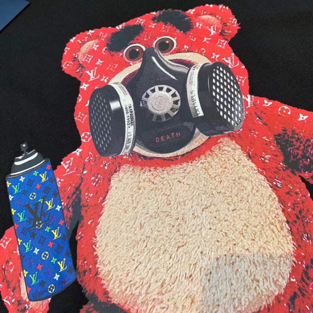 LV black cotton t-shirt is a Philipp Plein teddy bear graphic t-shirt