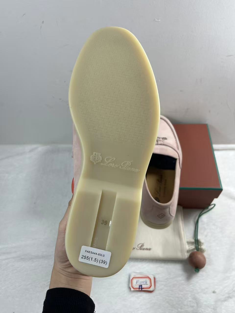 Loro Piana Summer Charms Walk loafers in a pink suede finish