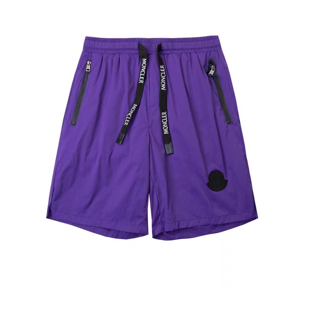 Moncler logo-tape drawstring shorts purple