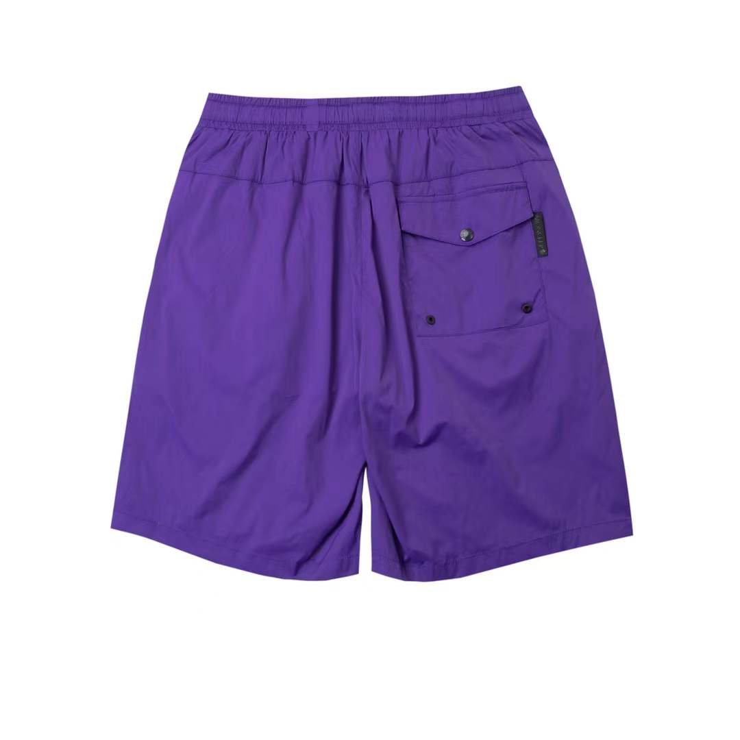 Moncler logo-tape drawstring shorts purple