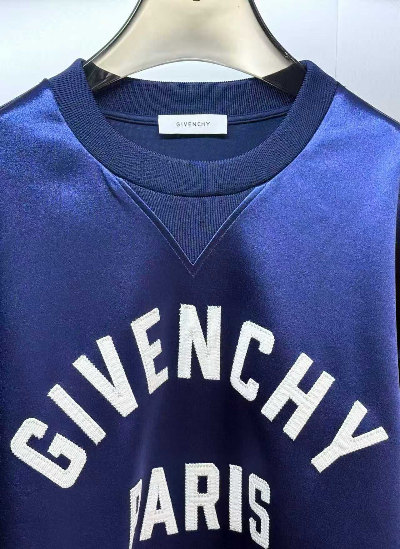 Givenchy Paris sweatshirt in satin with navy embroidery