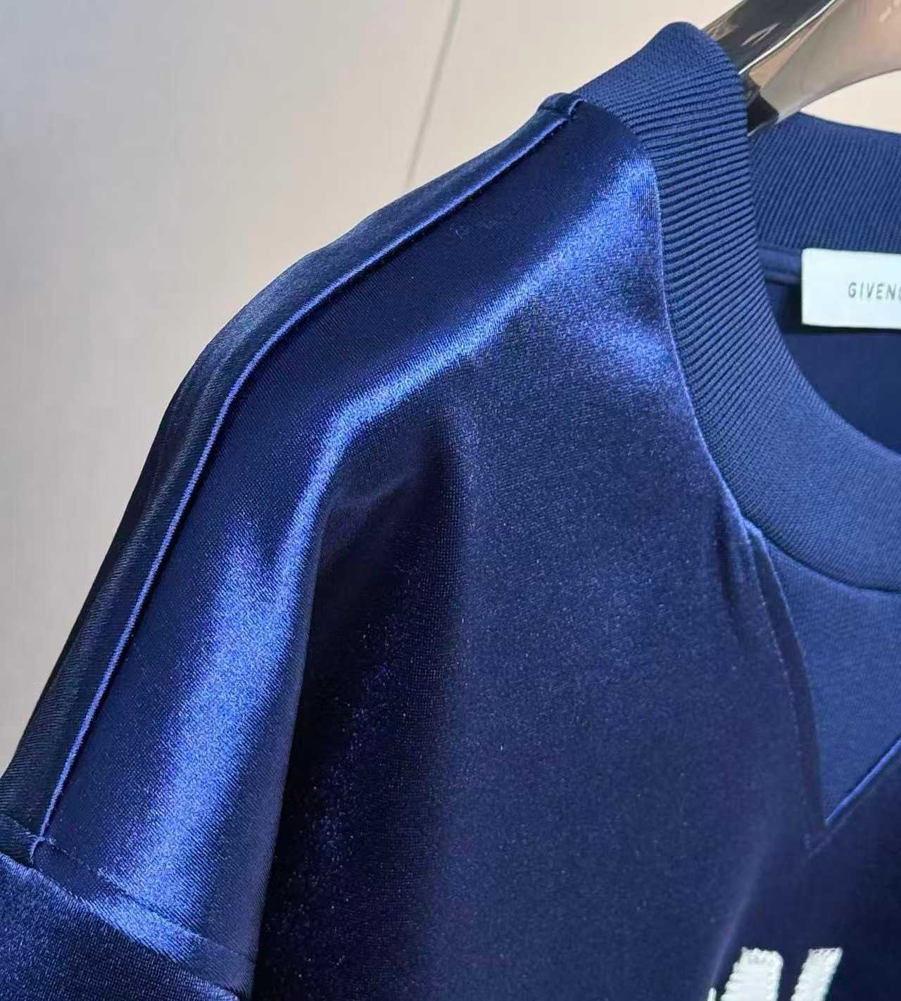 Givenchy Paris sweatshirt in satin with navy embroidery