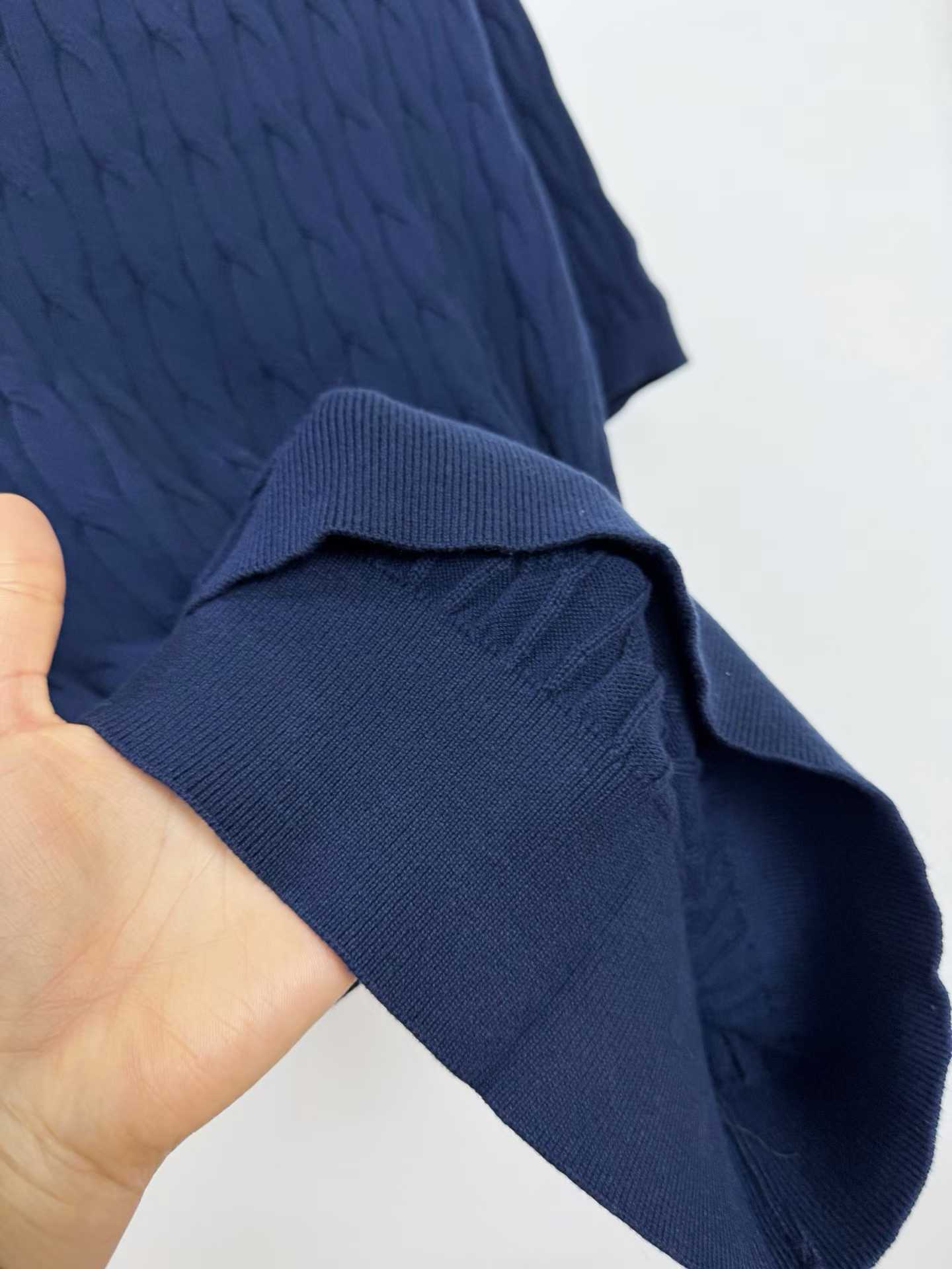 Loro piana short-sleeve cable knit polo shirt in navy