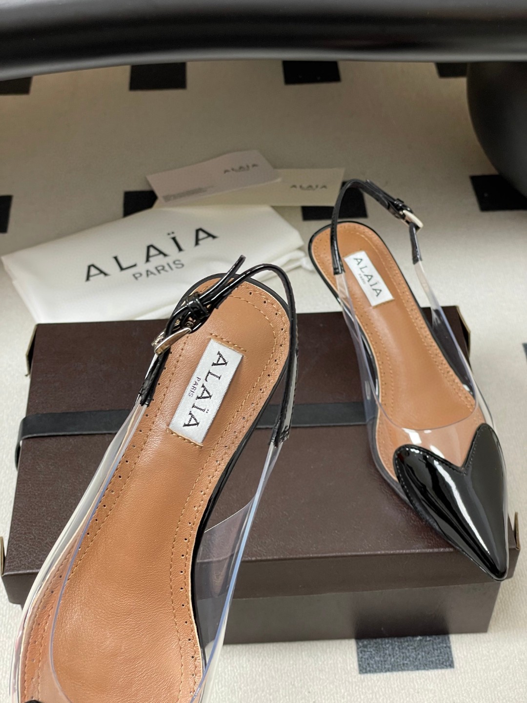 Alaia Le Coeur Vinyl & Patent Slingback Pump