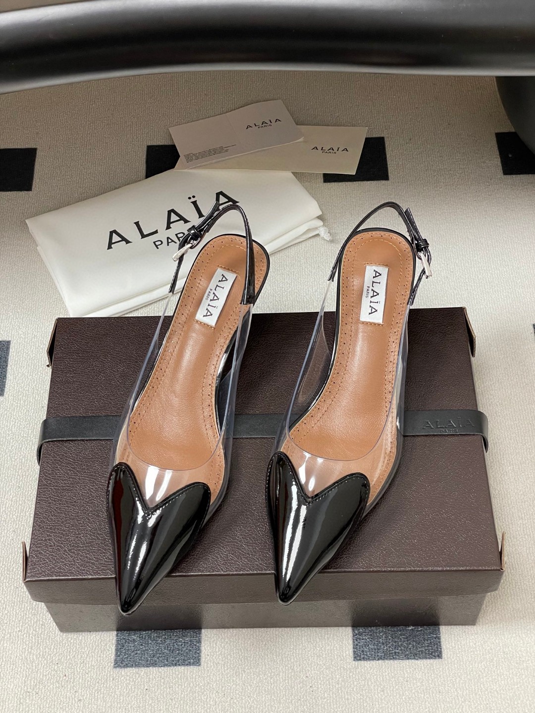Alaia Le Coeur Vinyl & Patent Slingback Pump