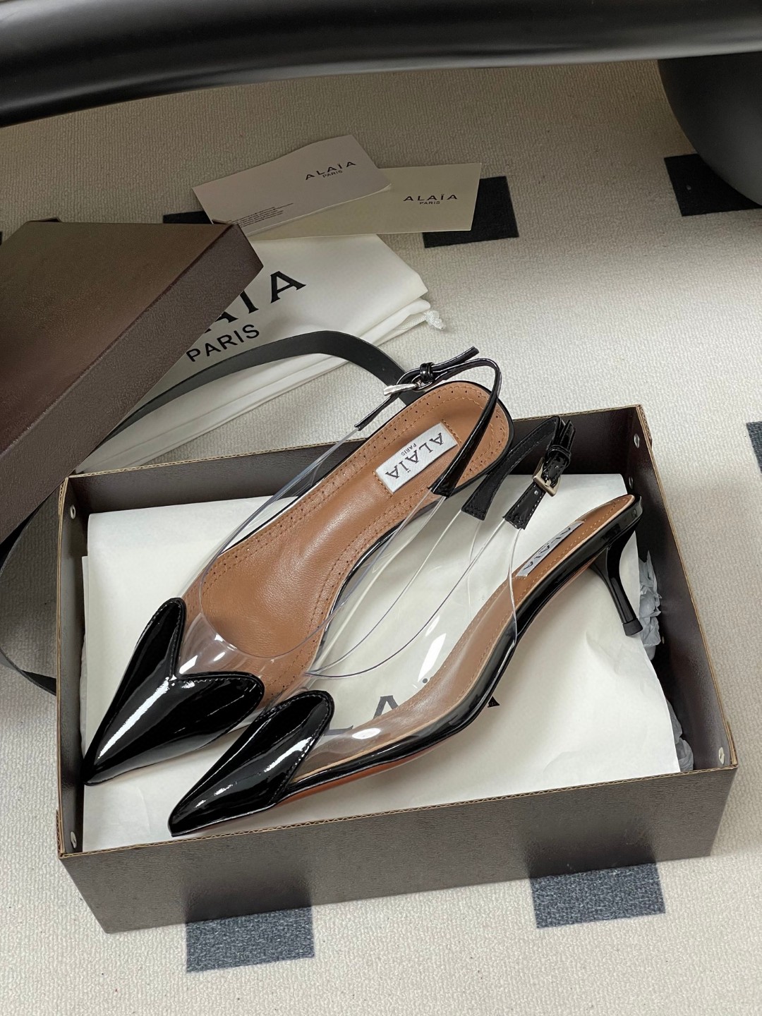 Alaia Le Coeur Vinyl & Patent Slingback Pump