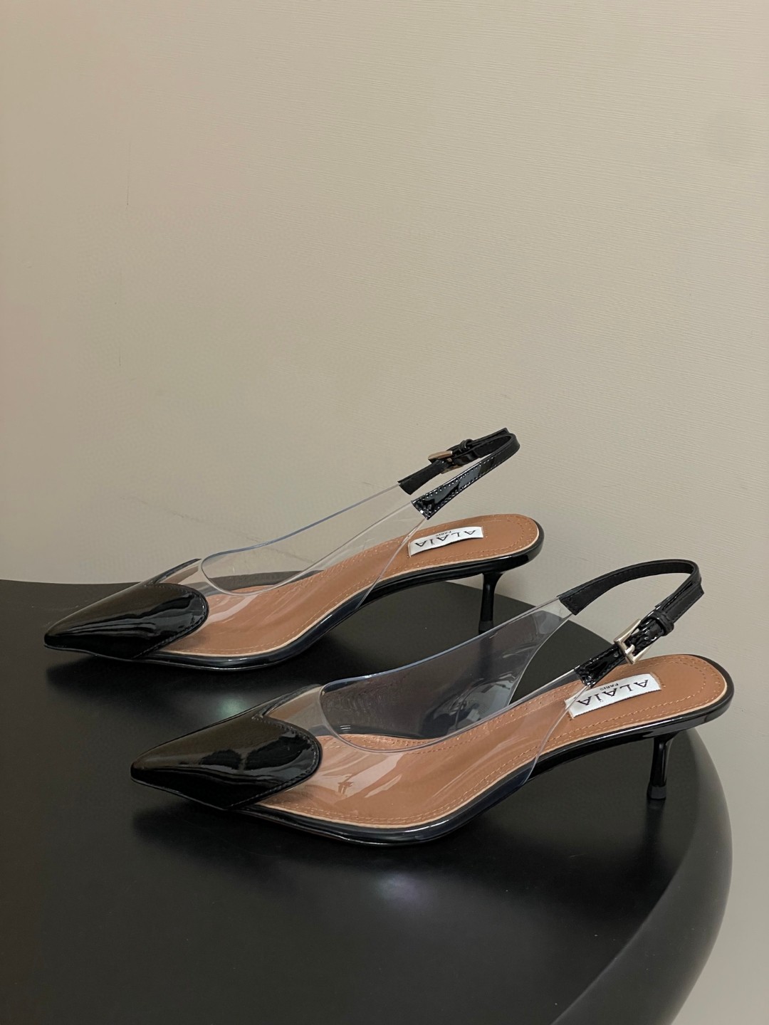 Alaia Le Coeur Vinyl & Patent Slingback Pump