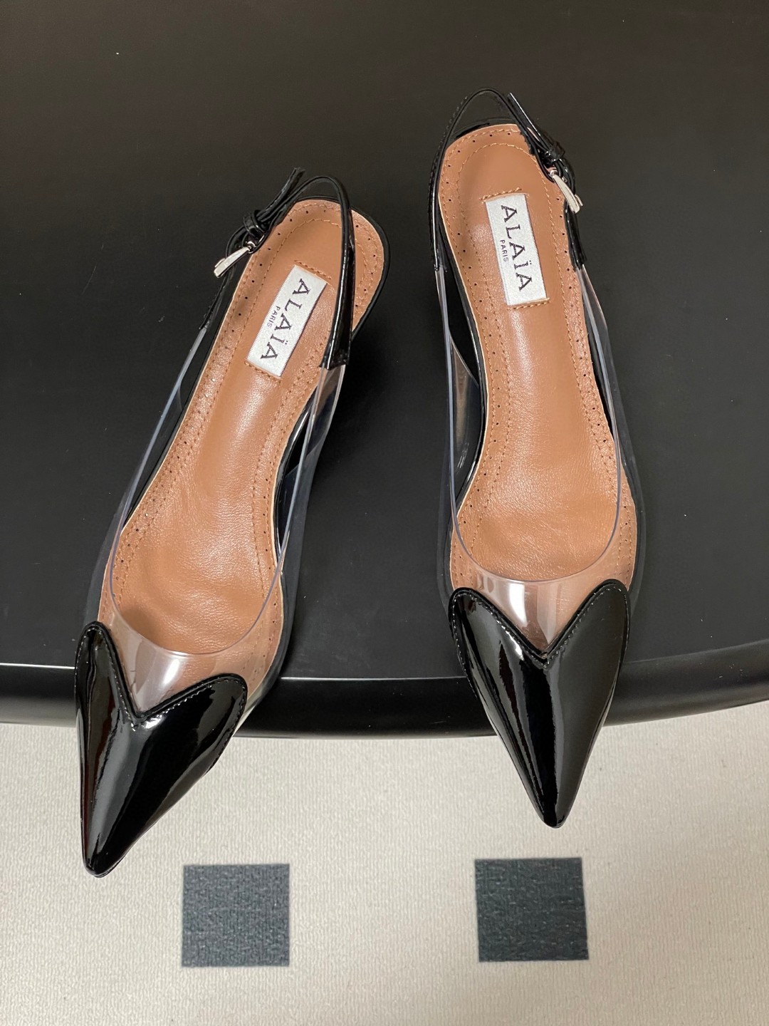 Alaia Le Coeur Vinyl & Patent Slingback Pump