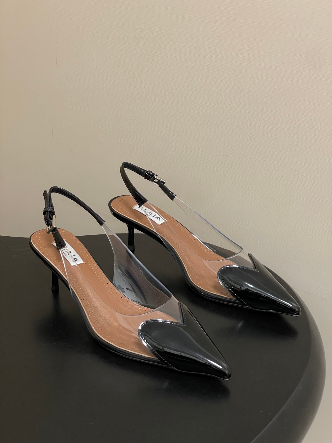 Alaia Le Coeur Vinyl & Patent Slingback Pump