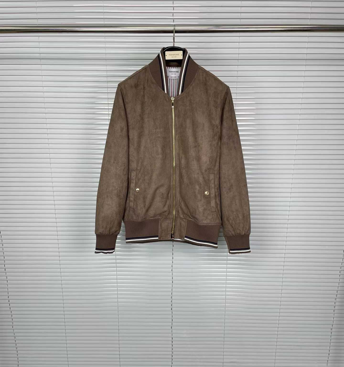 Thom browne brown suede bomber jacket