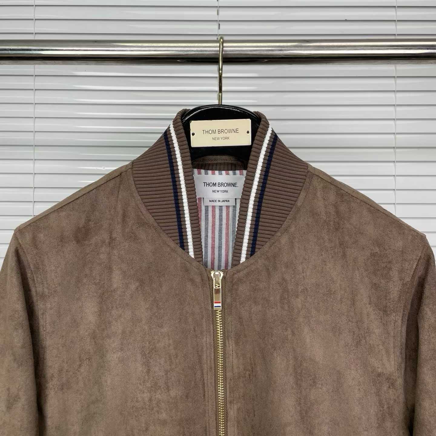 Thom browne brown suede bomber jacket