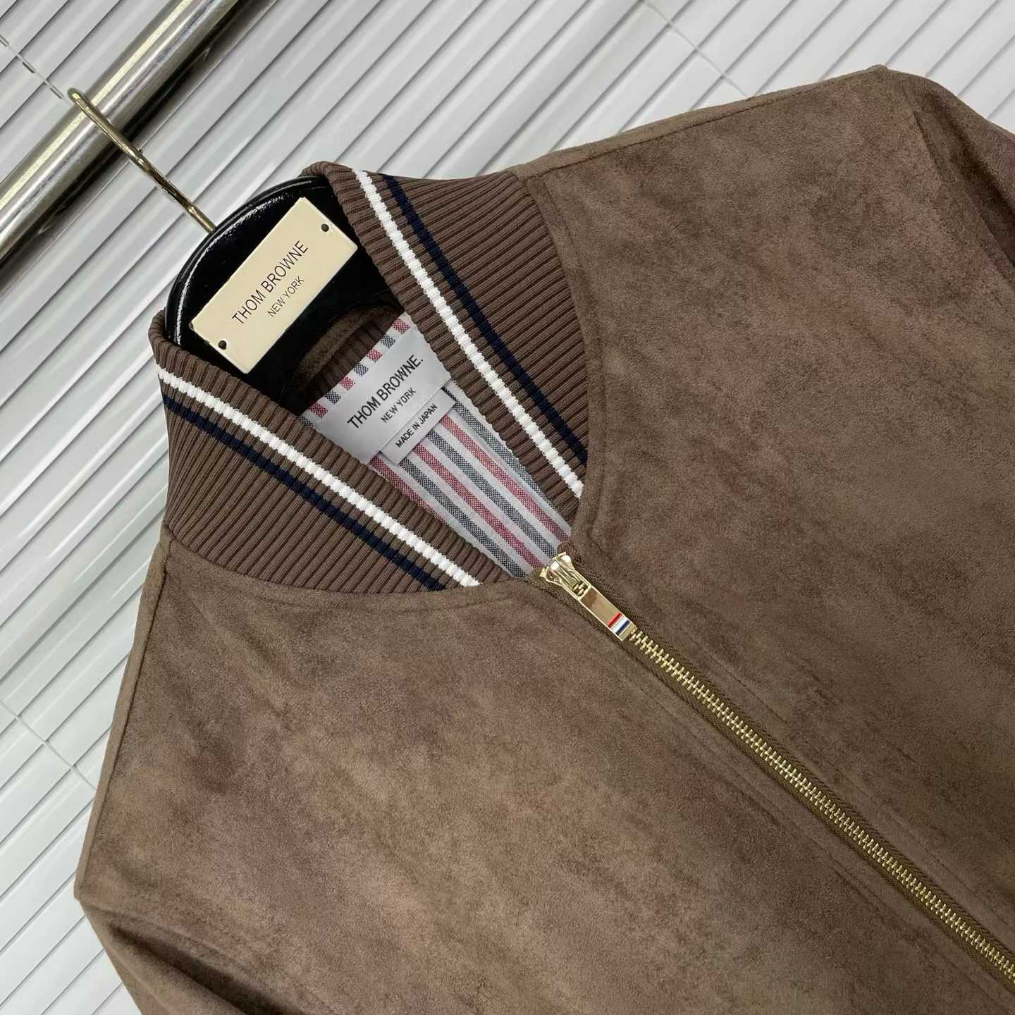 Thom browne brown suede bomber jacket