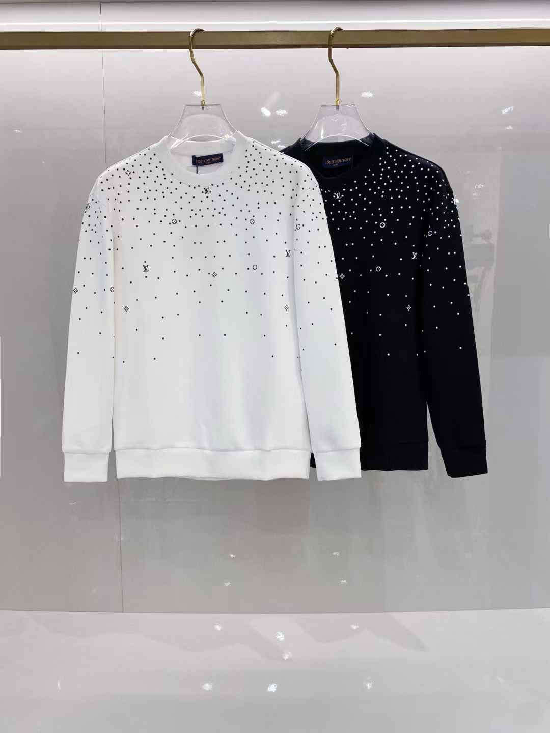 LV men's luxury rhinestone fashion knitted sweatshirt, often described in listings as a starry sky pattern sweater