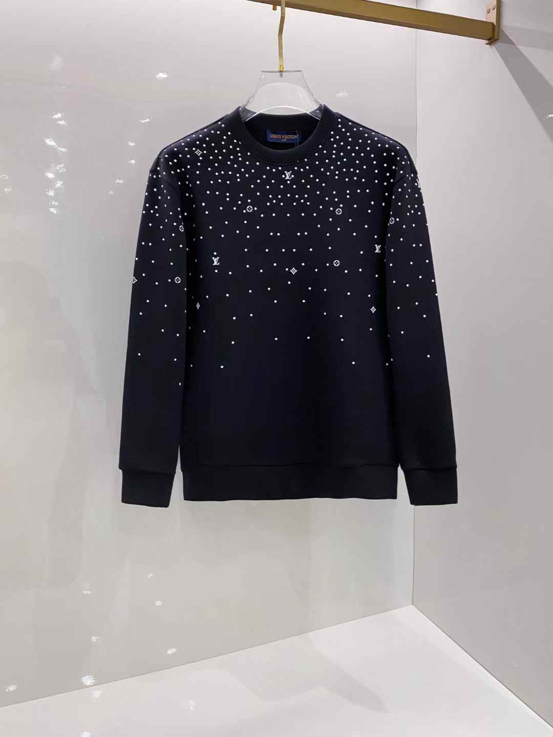 LV men's luxury rhinestone fashion knitted sweatshirt, often described in listings as a starry sky pattern sweater