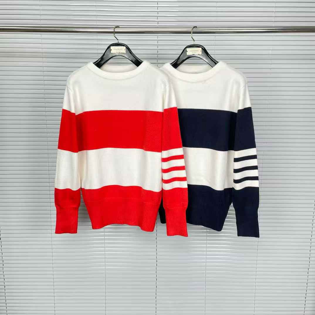 Thom Browne Engineered Rugby Stripe Crewneck Sweatshirts