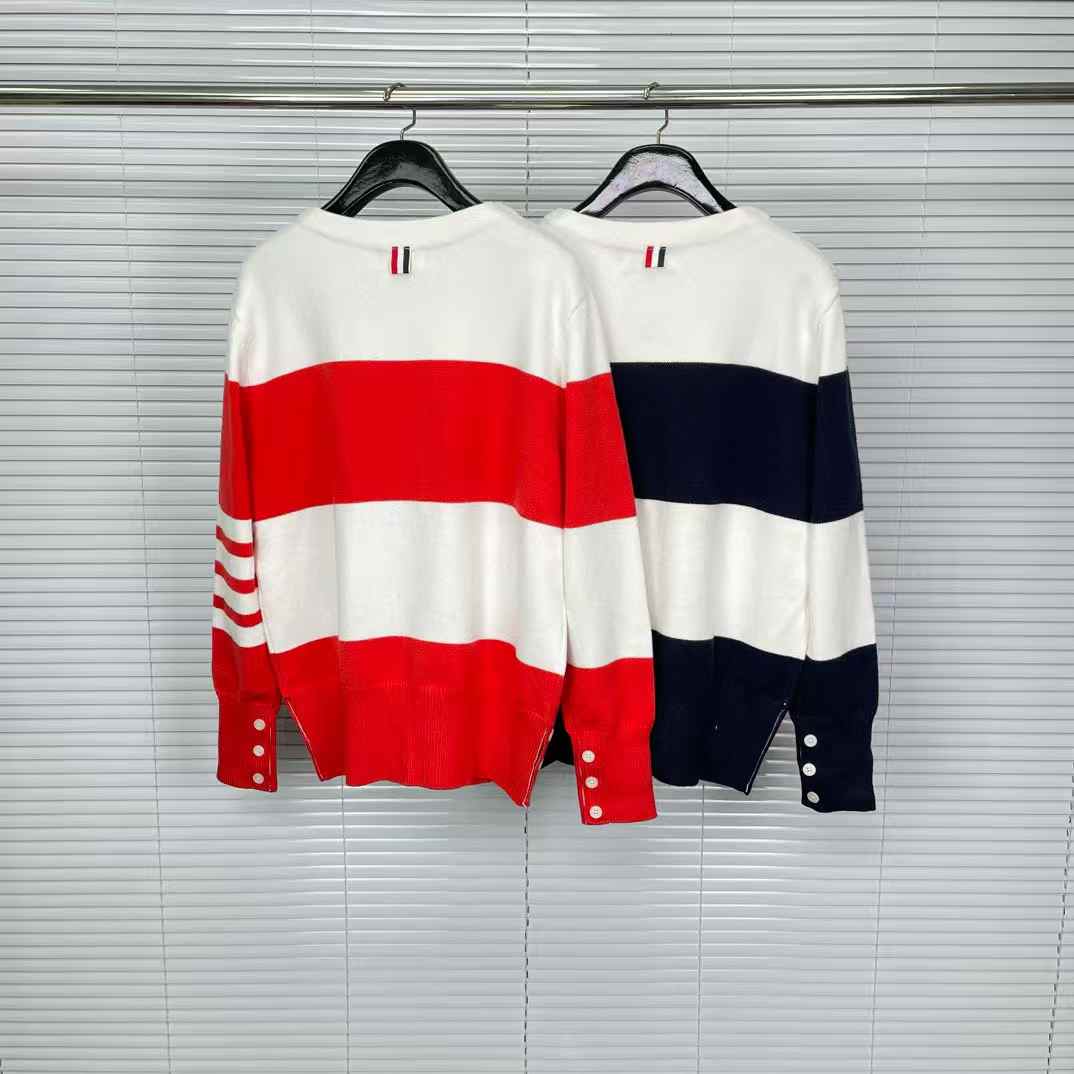 Thom Browne Engineered Rugby Stripe Crewneck Sweatshirts
