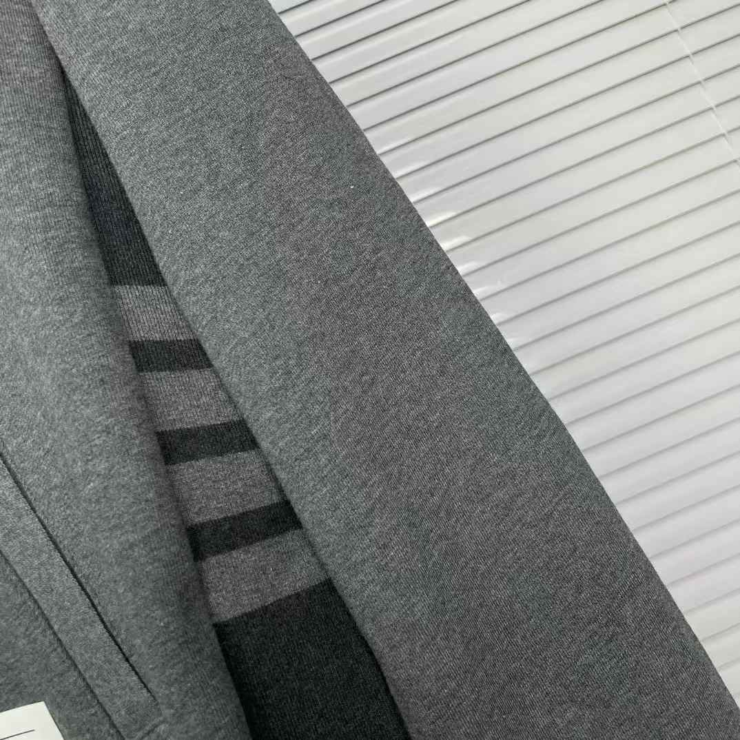 Thom Browne Classic Loopback 4-Bar Zip-Up Hoodie in dark grey.