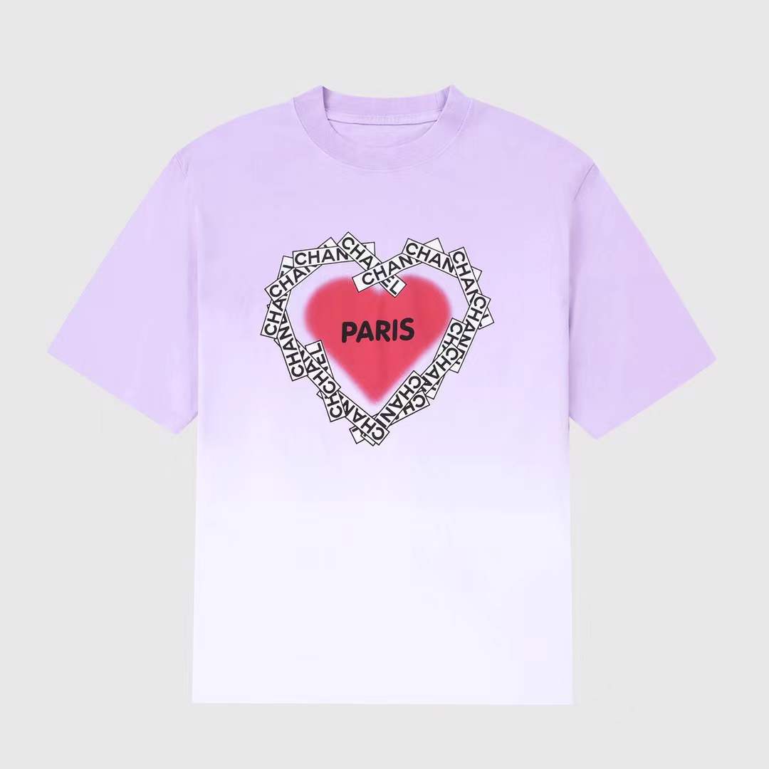 chanel graphic t-shirt featuring a heart design with the word "Paris" in the center
