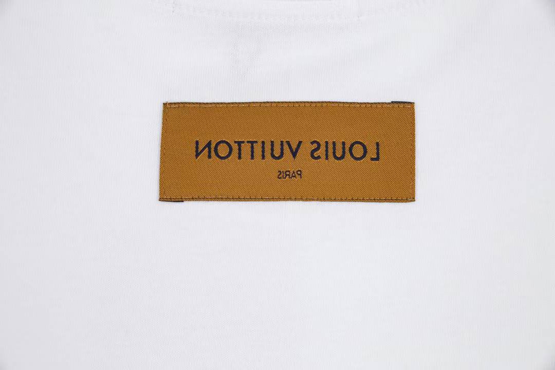 LV Men's White T-shirt features a distinctive green logo print with floral accents and the text "MALLETERAPARIS" underneath