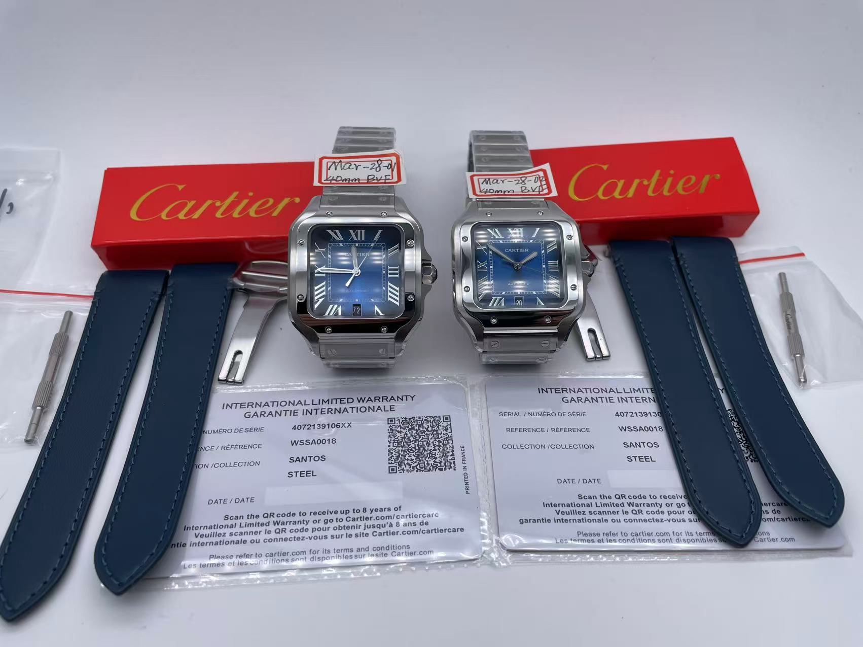 CAR0450B - Santos De Cartier 2018 Mens XL SS/SS Blue BVF MY9015 $468
